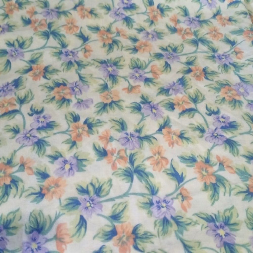 FABRIC #1045 Fabric - Cotton - Cream Floral Lilac Peach Print 2 3/4 yd x 44